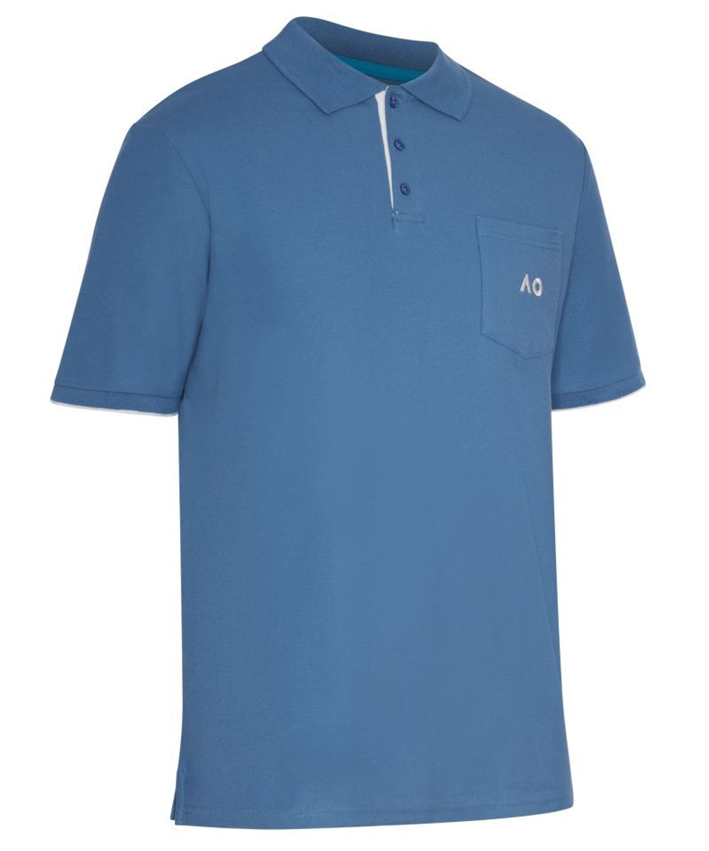 Мужское теннисное поло Australian Open Polo Pocket AO Logo - небесный