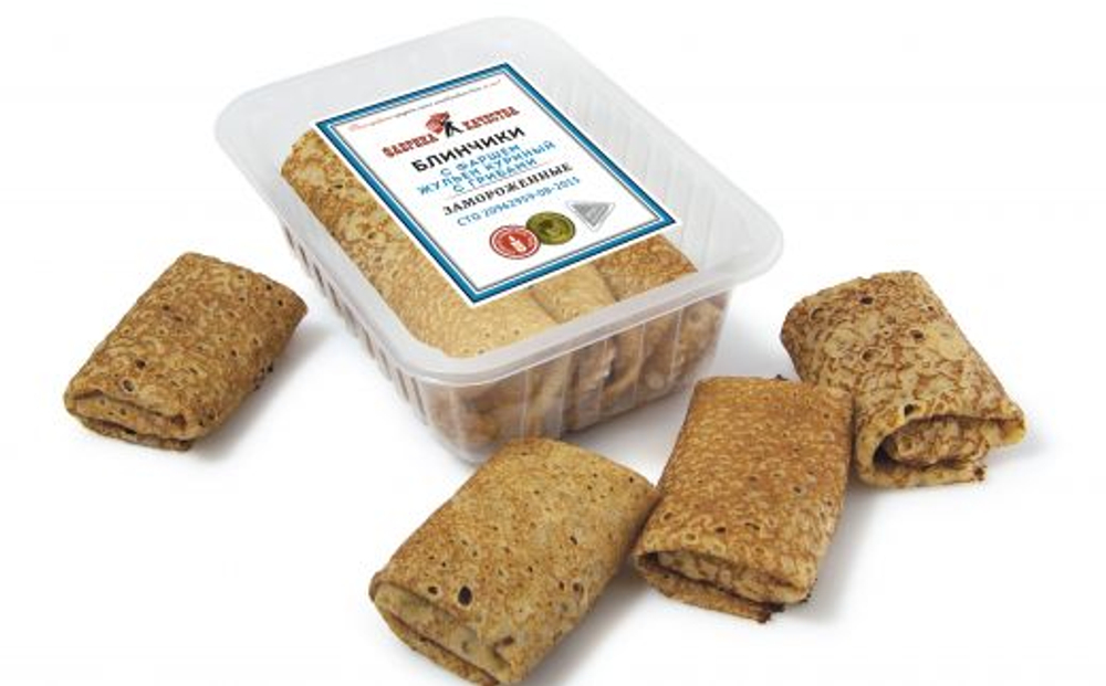 Блинчики "Фабрика Качества" с фаршем жульен куриный с грибами 500г