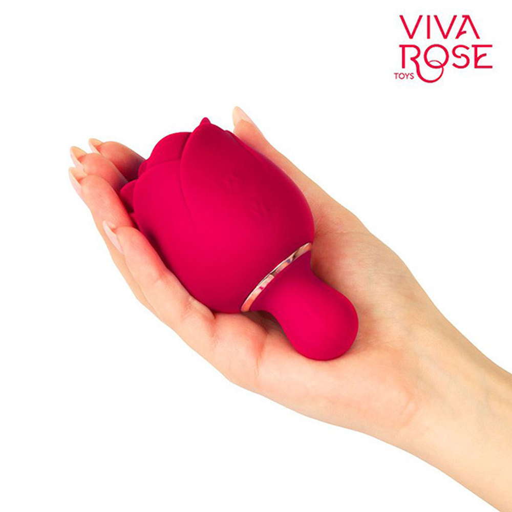 Малиновый вибростимулятор в форме бутона со стебельком Bior Toys Viva Rose RT-34011