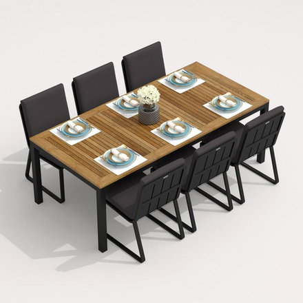 Обеденная группа Ideal Patio ТЕЛЛА  ГИРА  каркас карбон, стол тик 220, ткань антрацит