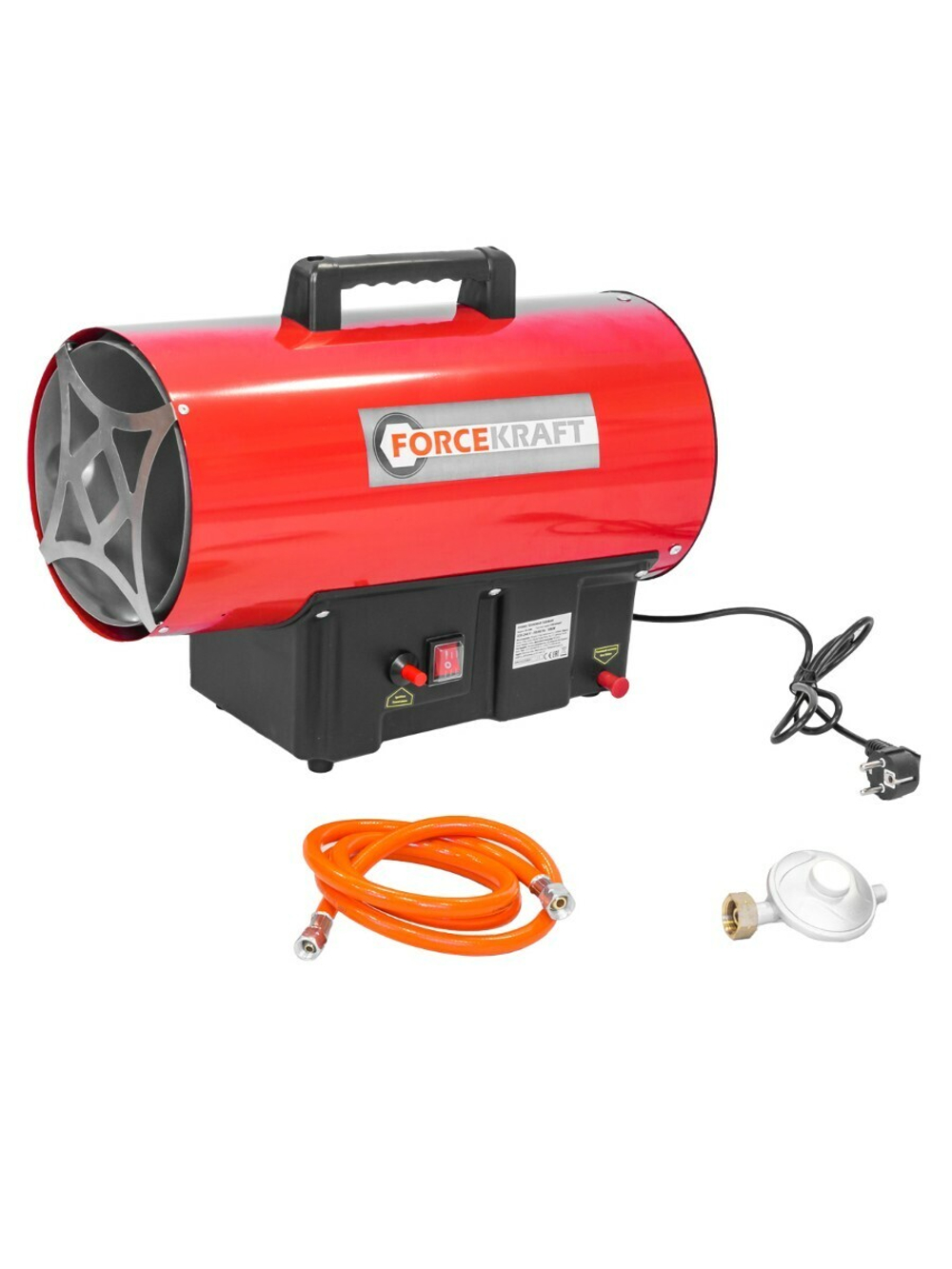 Пушка тепловая газовая(30кВт,220V,0.7 bar,расход-2.18 кг/час,пр.-ть-650м3/час,площадь обогрева-185м2,пропан/газ,защита от утечки и перегрева) FORCEKRAFT FK-GH-30M