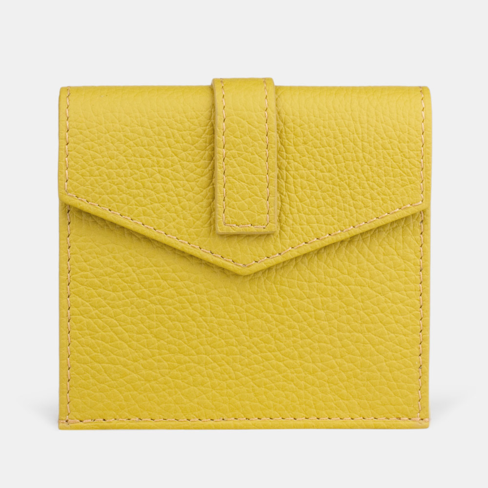 Картхолдер-кошелек Perle из кожи теленка желтого цвета