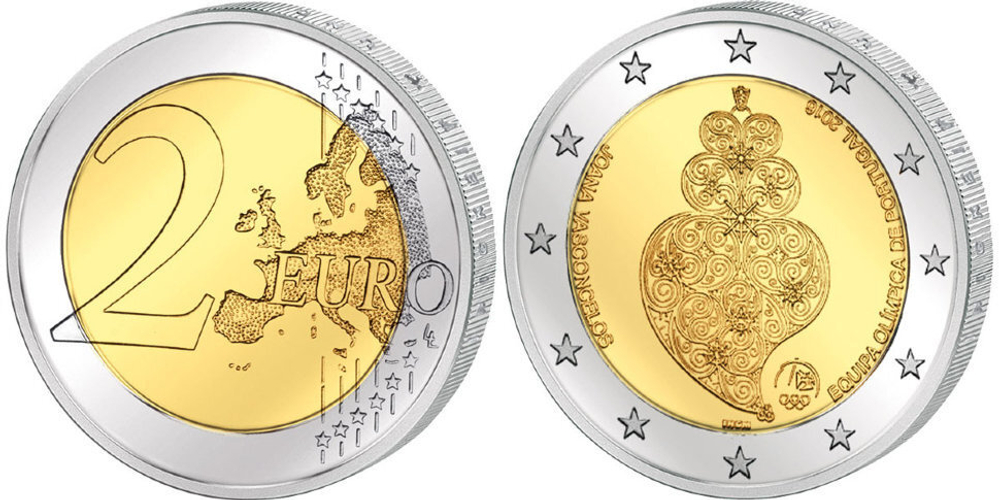 2 евро 2016 Португалия - Олимпиада в Рио