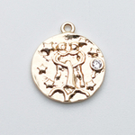 Подвеска Знак Зодиака Близнецы, цвет золото, фианит, размер 16*14 мм, цена за 1 шт