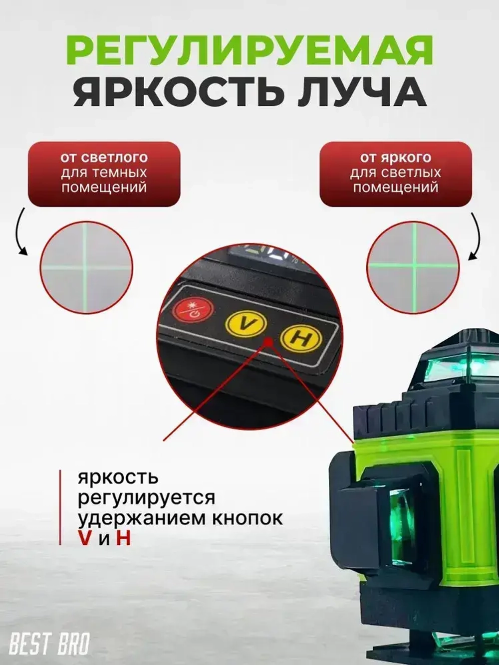 Профессиональный лазерный уровень строительный 360 4D / Нивелир, Зеленый луч