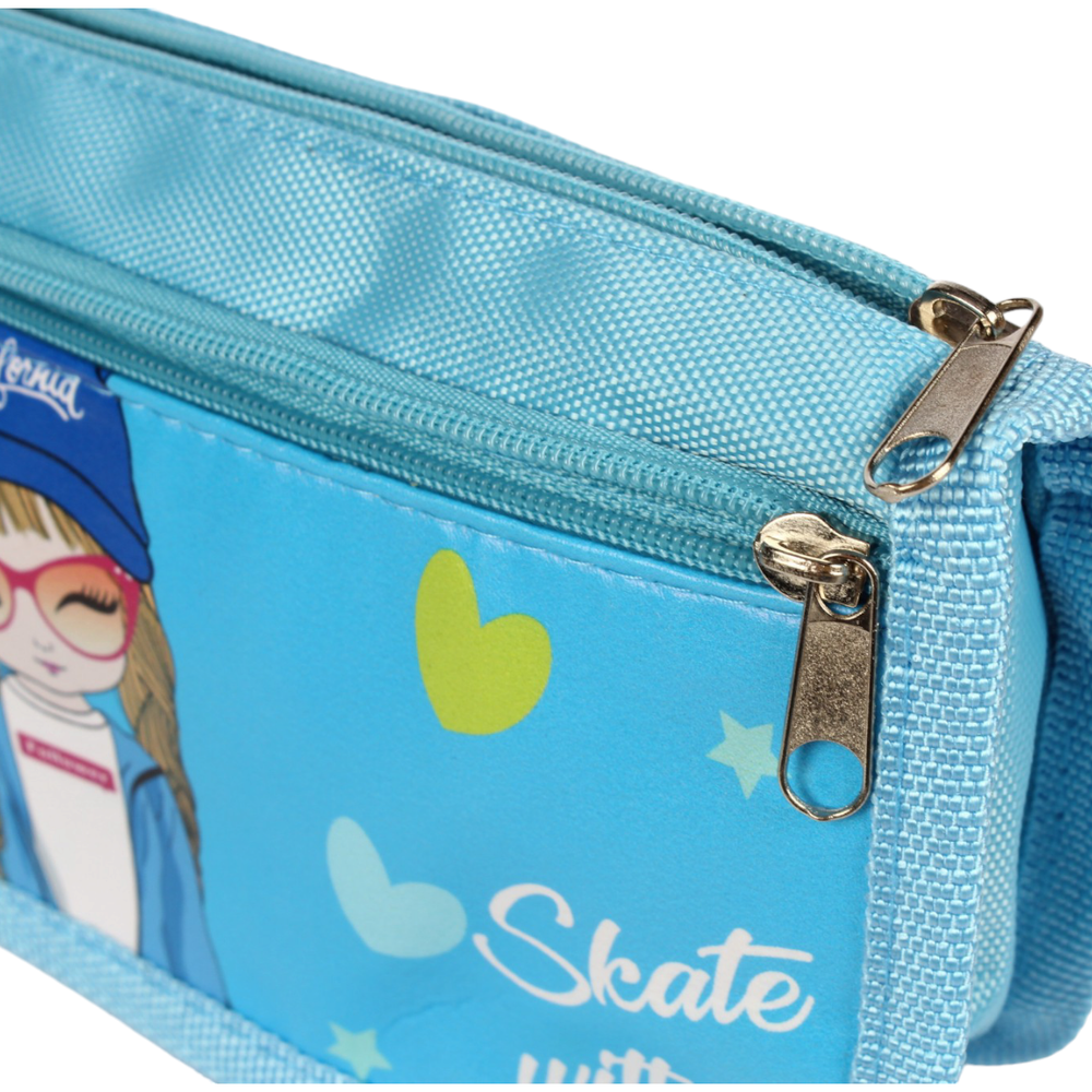 Пенал "Девочки" текстиль с карманом, 21,5*8,5*5см , инд.пакет с подвесом, 3 цвета микс, C-40618