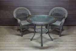 Садовый комплект из искусственного ротанга Мэдисон НЬЮ (Medison NEW) стол круглый D90 + 2 кресла без подушек