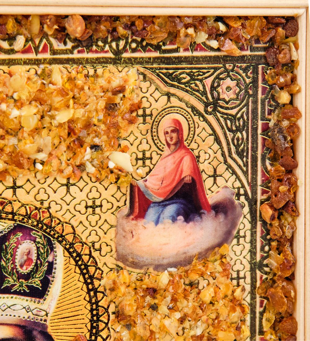 AMB-51/13 Икона «Николай Чудотворец» (с янтарной крошкой) дер.рамка 21х30