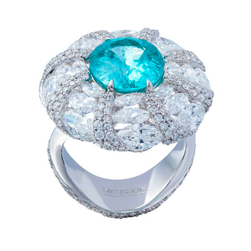 Кольцо с Турмалином Параиба и Бриллиантами, R0110-0/1