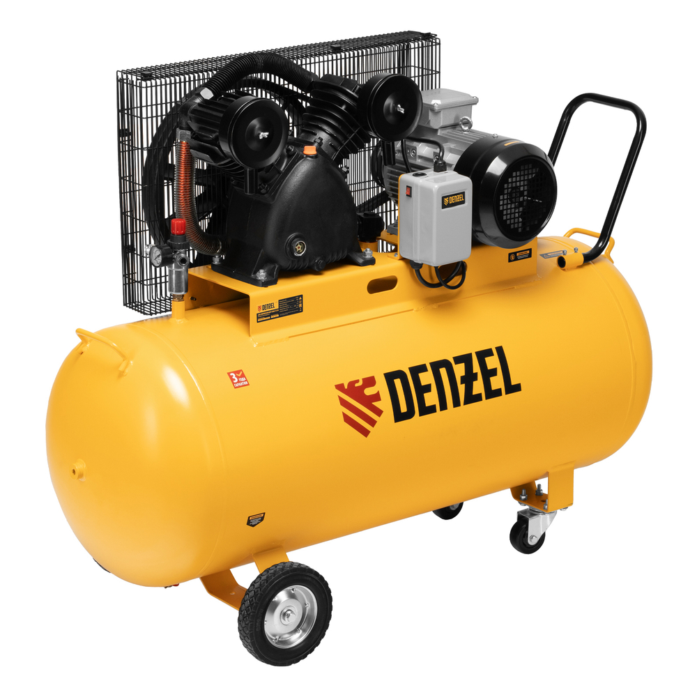 Компрессор поршневой ременной BCV 5500-T/270. 5.5 кВт. 270 литров. 850 л/мин Denzel