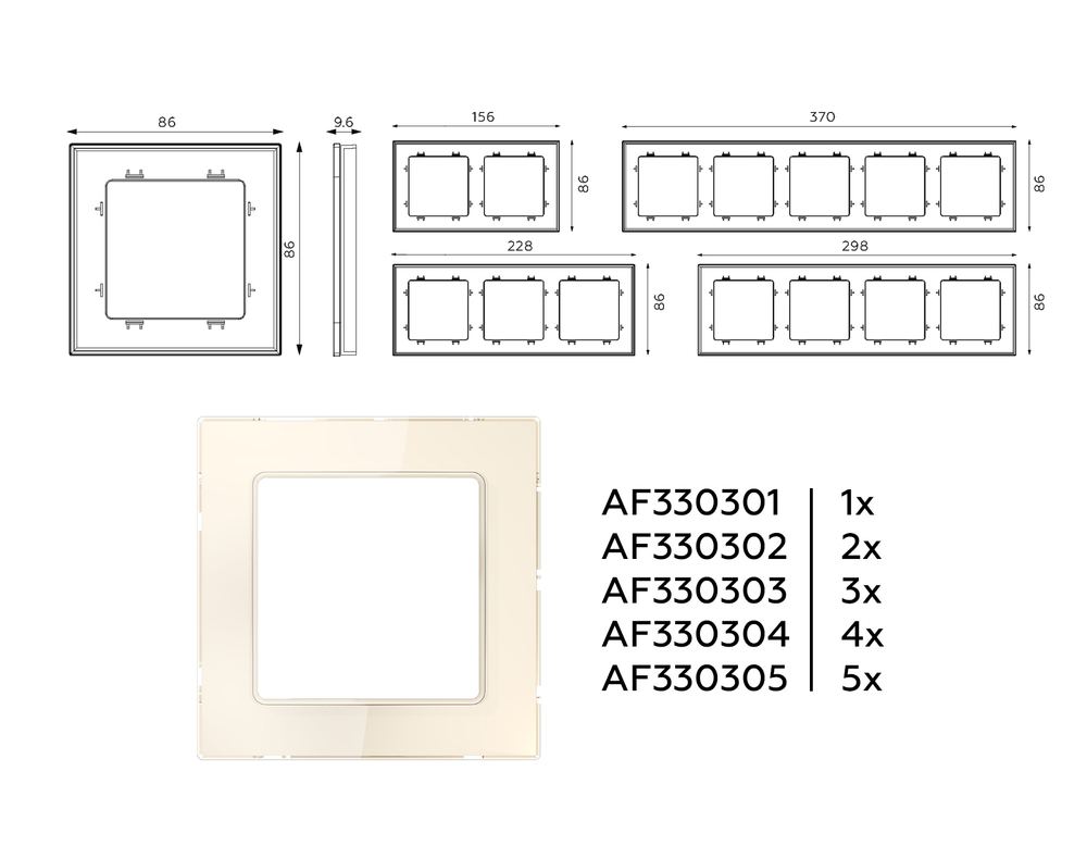 AF330304 Рамка ALFA Platos (Бежевый Стекло органическое) 4-ая