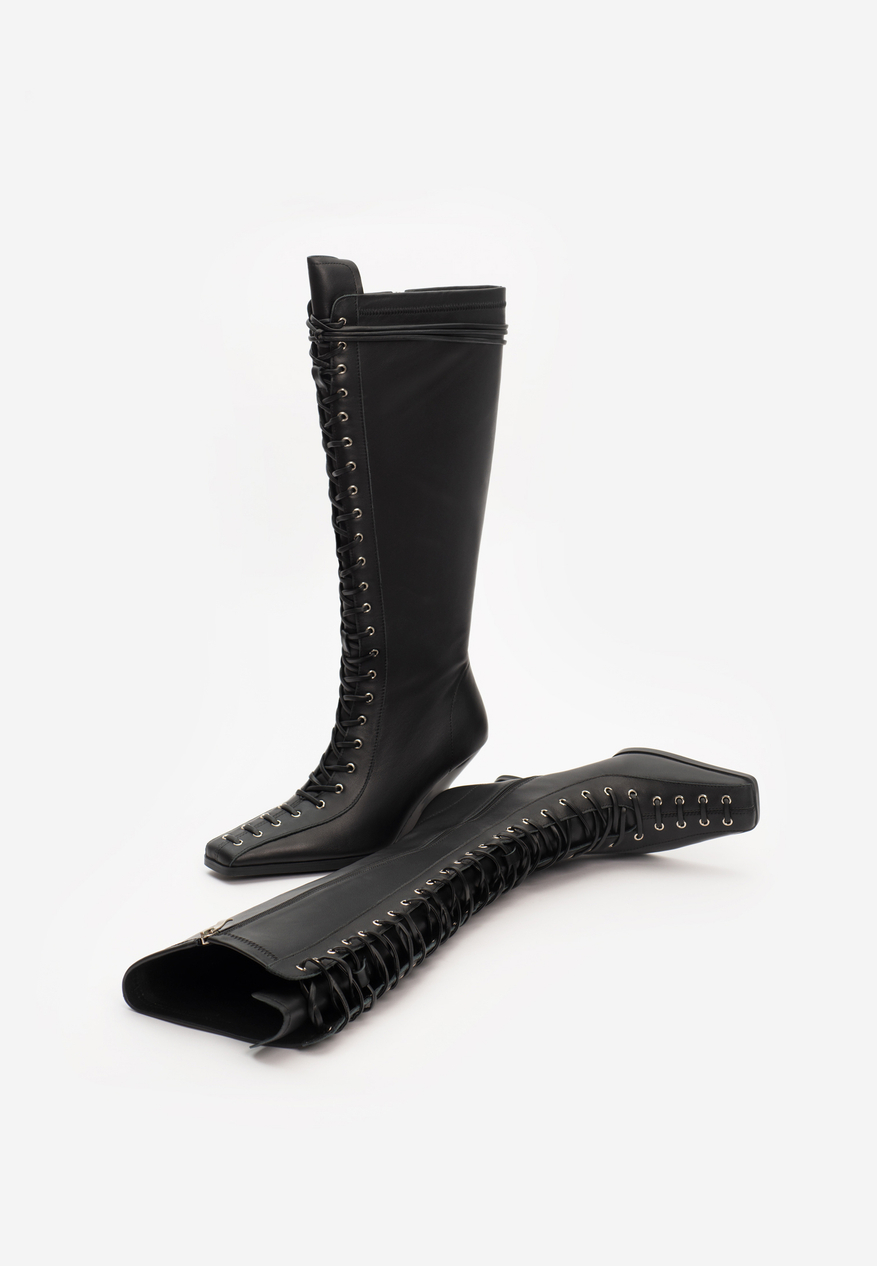 boot heel black leather