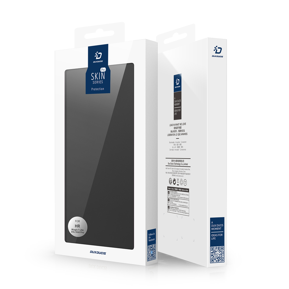 Чехол книжка из PU кожи черного цвета от Dux Ducis для Honor Magic7 Lite, X9c и X60 Pro, серия Skin Pro Series Case