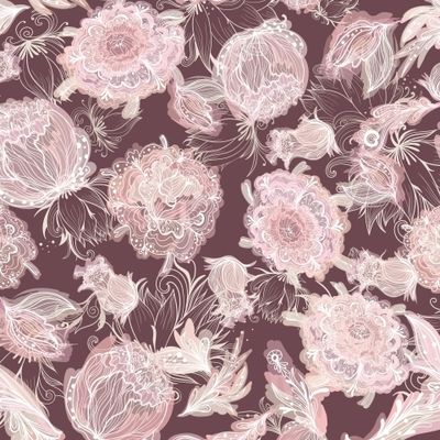 Нежные пионы на бордовом