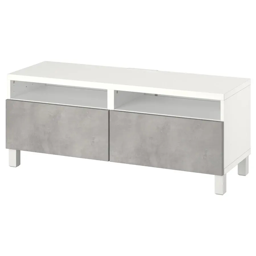 Тумба под ТВ с ящиками - IKEA BESTÅ/BESTA/БЕСТО ИКЕА, 42х48х120 см, белый/серый