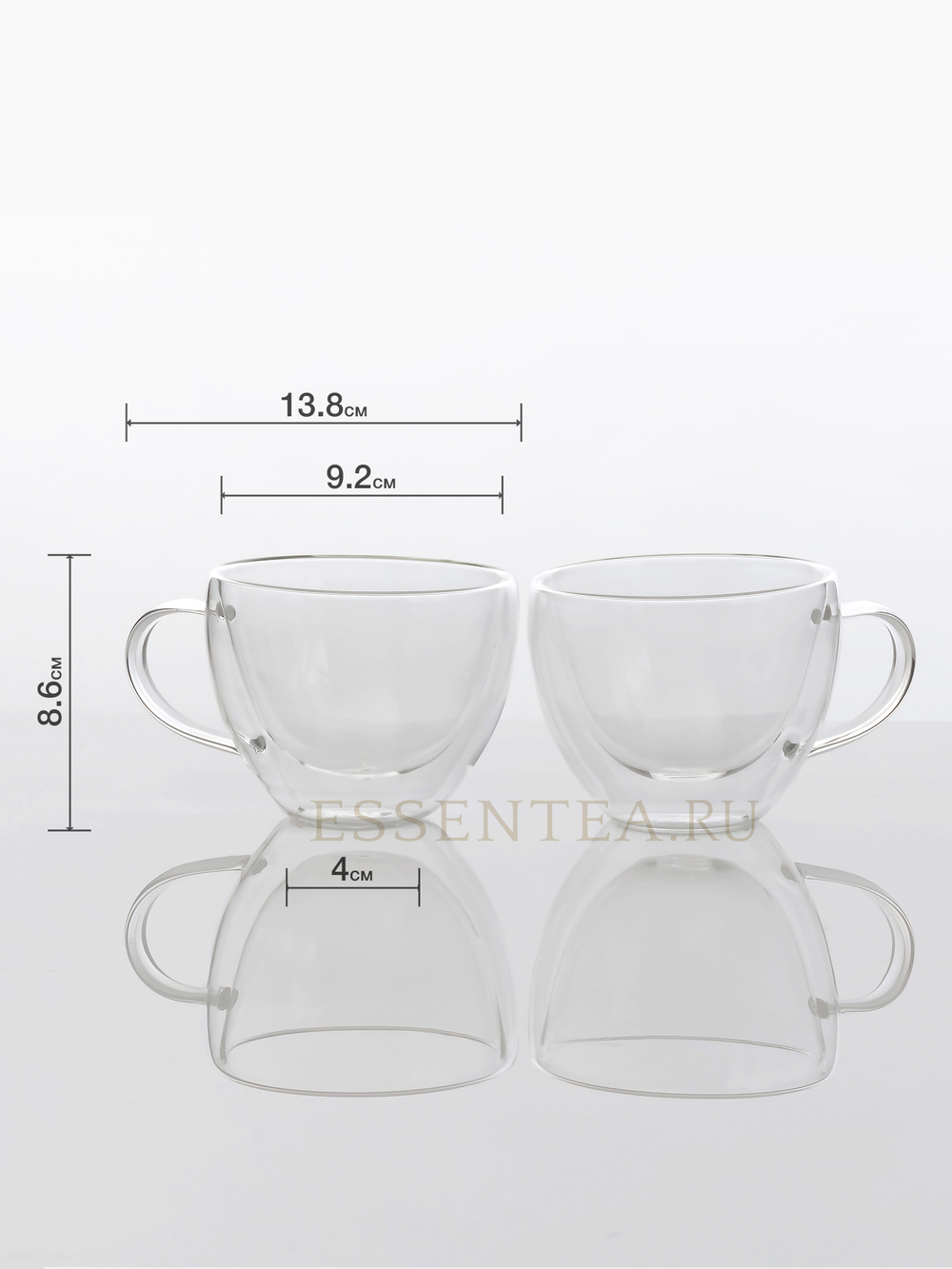 Чашка из боросиликатного стекла с двойными стенками и с ручкой 280 мл