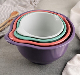 Набор ёмкостей для миксера, 4 шт: 1,4, 1,9, 2,6, 3,6 л, цвет МИКС