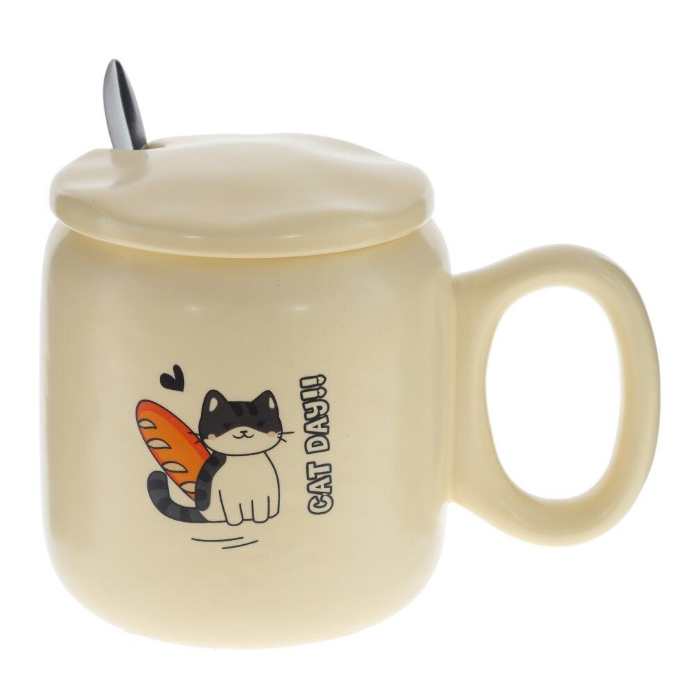 GAEM Кружка с крышкой и ложкой, 450 мл, L14 W9 H12 см, 2в.