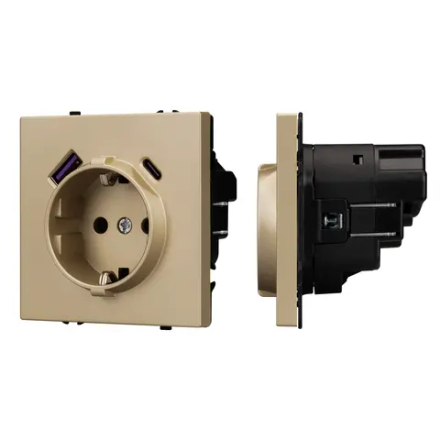 Механизм розетки с USB зарядкой SCT-NOBE-MUAC-SFPL-GD (230V, 16A) (Arlight, -) 054286