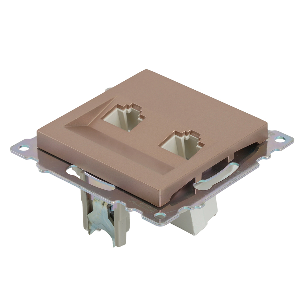 Розетка компьютерная 2-местная RJ-45 (механизм) STEKKER GLS00-7109-02, серия Катрин, шампань 50004