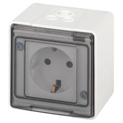 Розетка ЭРА Эксперт 11-2502-01 2P+E IP55, шторки, 16A-250В, ОУ, белый | Эра Эксперт