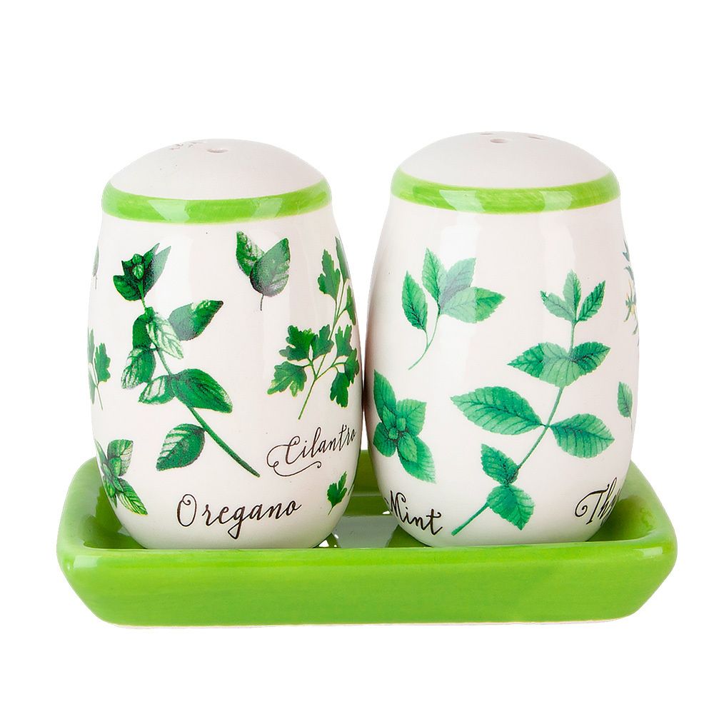 Набор для специй солонка/ перечница " " 12*5,5*9,5см. (на керамической подставке)