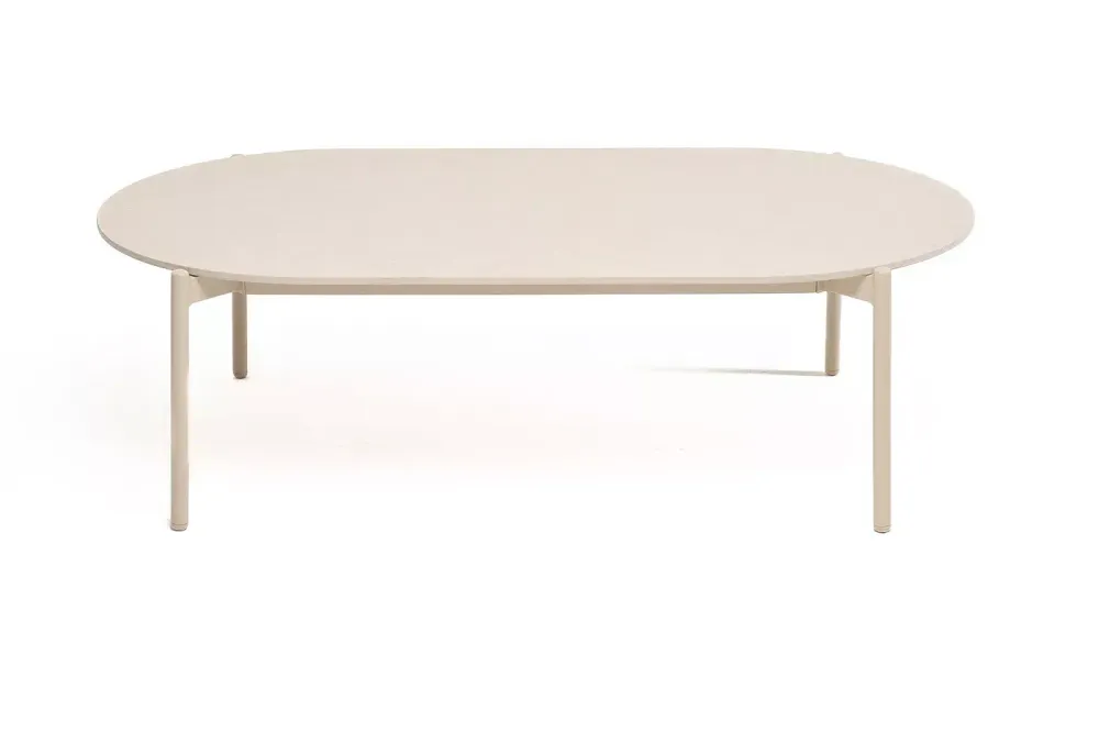 "Аликанте" журнальный стол из искусственного камня овальный, 130х70см, Н38, цвет белый