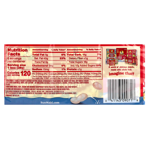 Sun-Maid, Йогурт с изюмом, ваниль, 6 коробок по 28,3 г (1 унция)