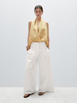 Massimo Dutti Льняной топ внахлест с горловиной халтер, желтый