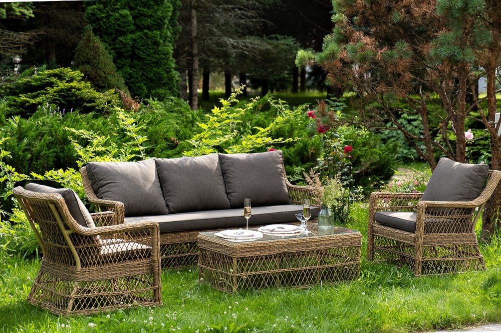 "Гранд Латте" лаунж-зона из искусственного ротанга, цвет соломенный