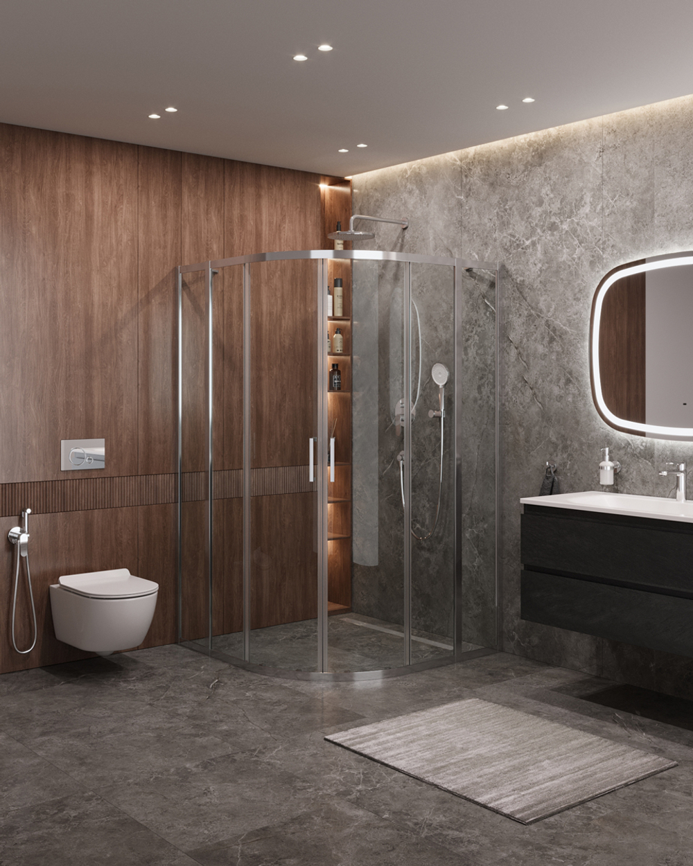 Душевой уголок Cezares MOLVENO-R-22-100+30-C-Cr-IV, 130х130х195, профиль хром, стекло прозрачное