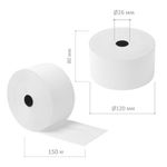 Чековая лента ТЕРМОБУМАГА 80 мм (диаметр 120 мм, длина 150 м, втулка 26 мм), слой наружу, КОМПЛЕКТ 2 шт., AKZENT, 52366