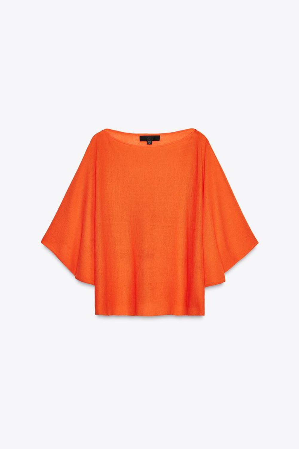 ZARA ОДНОТОННЫЙ ТРИКОТАЖНЫЙ ТОП, ОРАНЖЕВЫЙ