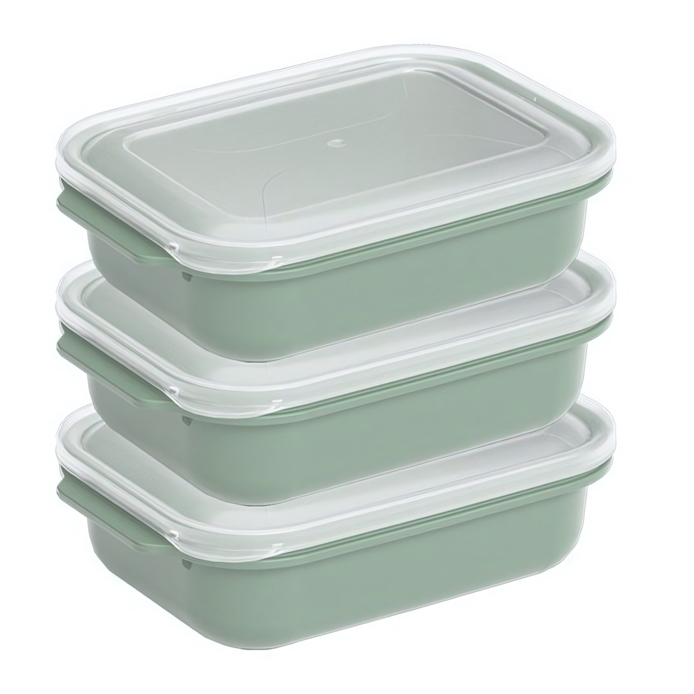 Комплект контейнеров прямоугольных из 3х по 1300 мл цвет оливковый