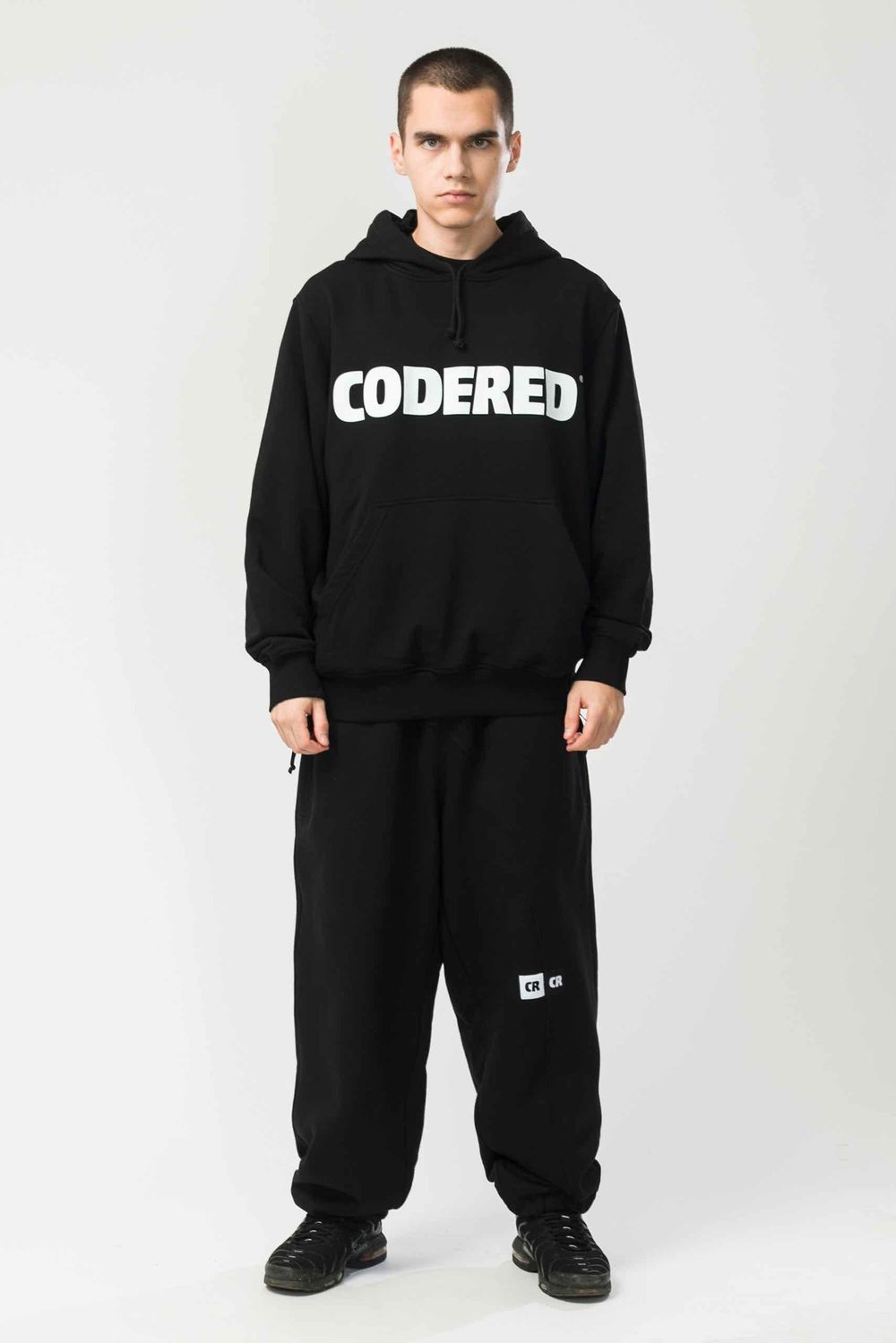 Худи Codered Base Hoodie Wide Summer Logo R Черный/Белый принт CODERED