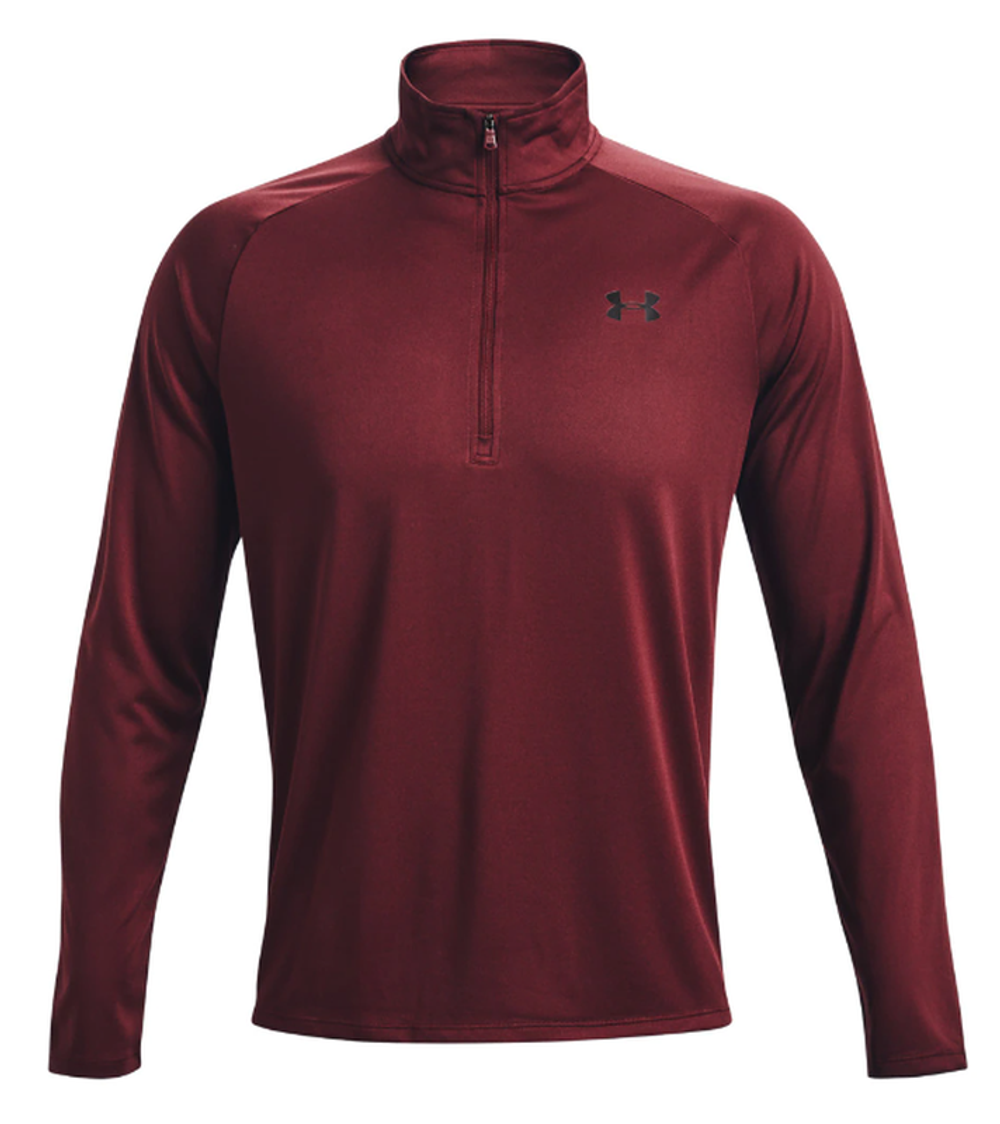 Мужская теннисная футболка теннисная Under Armour UA Tech 2.0 1/2 Zip M - chestnut red/black