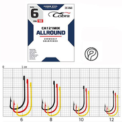 Крючки Cobra Allround MIX сер. CA121 разм. 010 10шт.