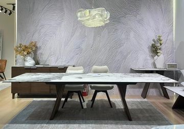 Стол BRIAN 200 MATTE PANDORA керамика на стекле/ Орех