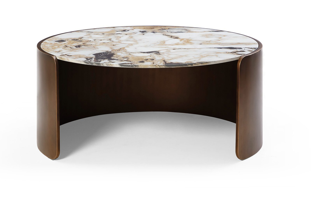 Стол журнальный CT3095CL (D90) белая керамика /бронзовый