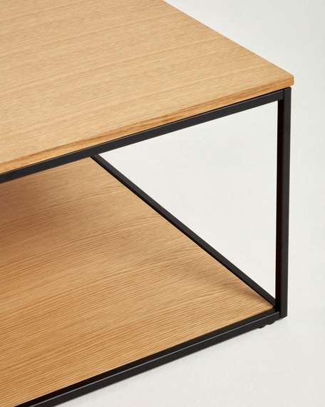 Yoana Журнальный столик из дубового шпона и черного металла 80 x 80 см