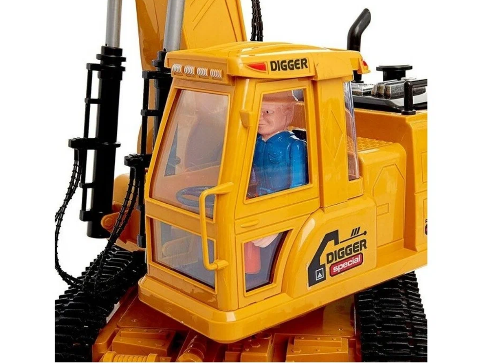 Экскаватор XIE MING XM-6817L Стройка, со свето-звуковыми эффектами, радиоуправление, оранжевый
