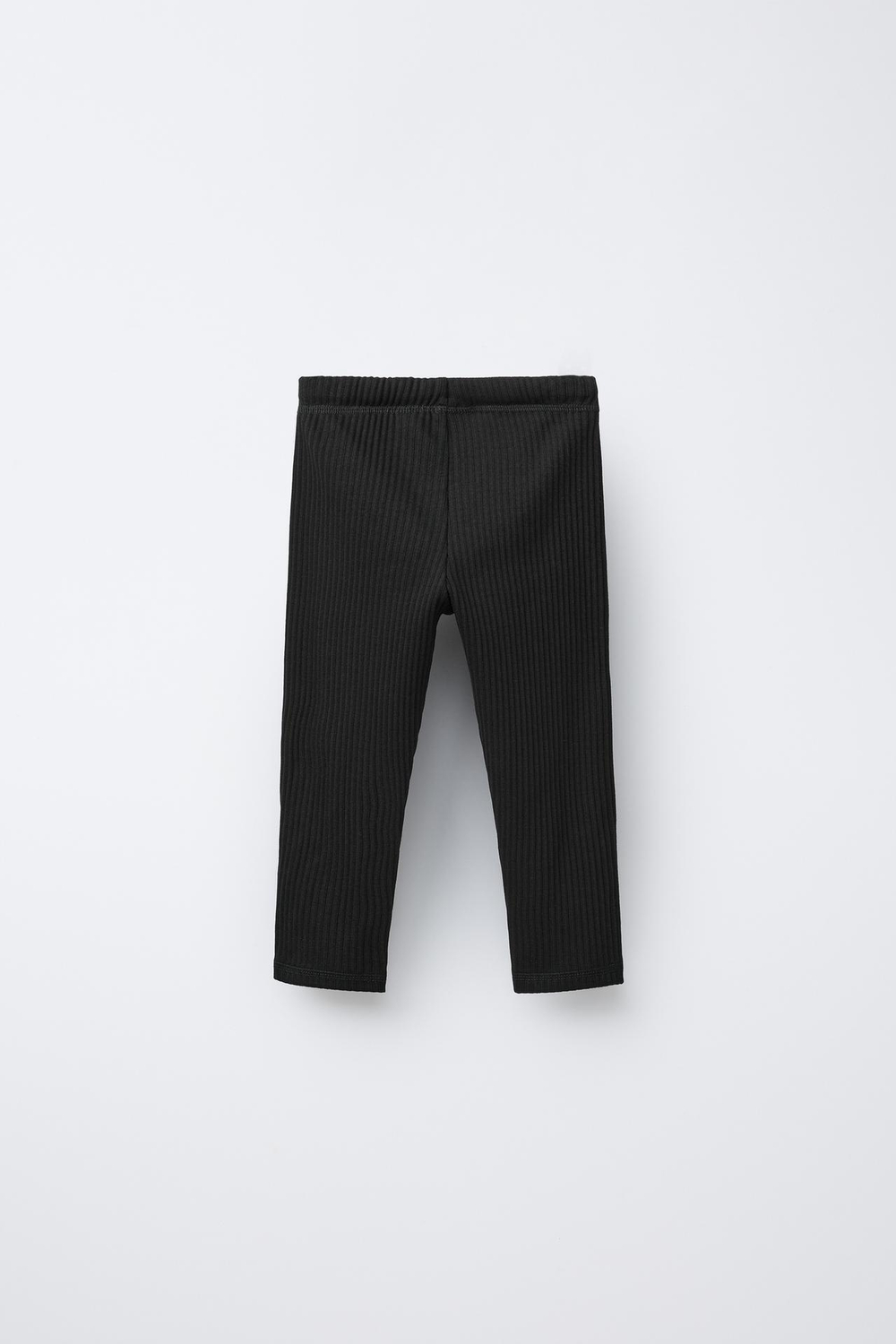 ZARA ОДНОТОННЫЕ ЛЕГИНСЫ В РУБЧИК С НАШИВКОЙ, ЧЕРНЫЙ