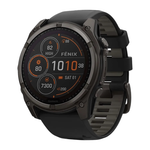 Спортивные часы Garmin fenix 8, 51 мм, Solar, титан с DLC, сапфир, силиконовый ремешок цвета чёрный/«серая галька» Тёмно-серый безель из титана с DLC-покрытием, дисплей Solar. Ремешок с классической застёжкой — на запястье обхватом 127–210 мм