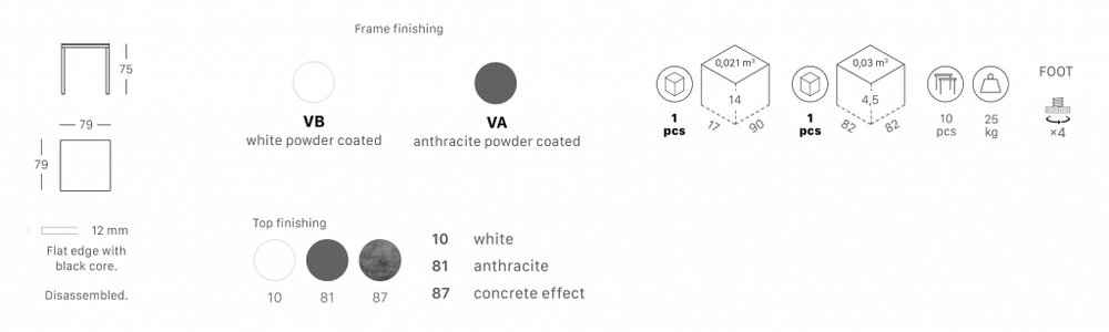 Стол ламинированный обеденный Scab Design Mirto, антрацит, белый