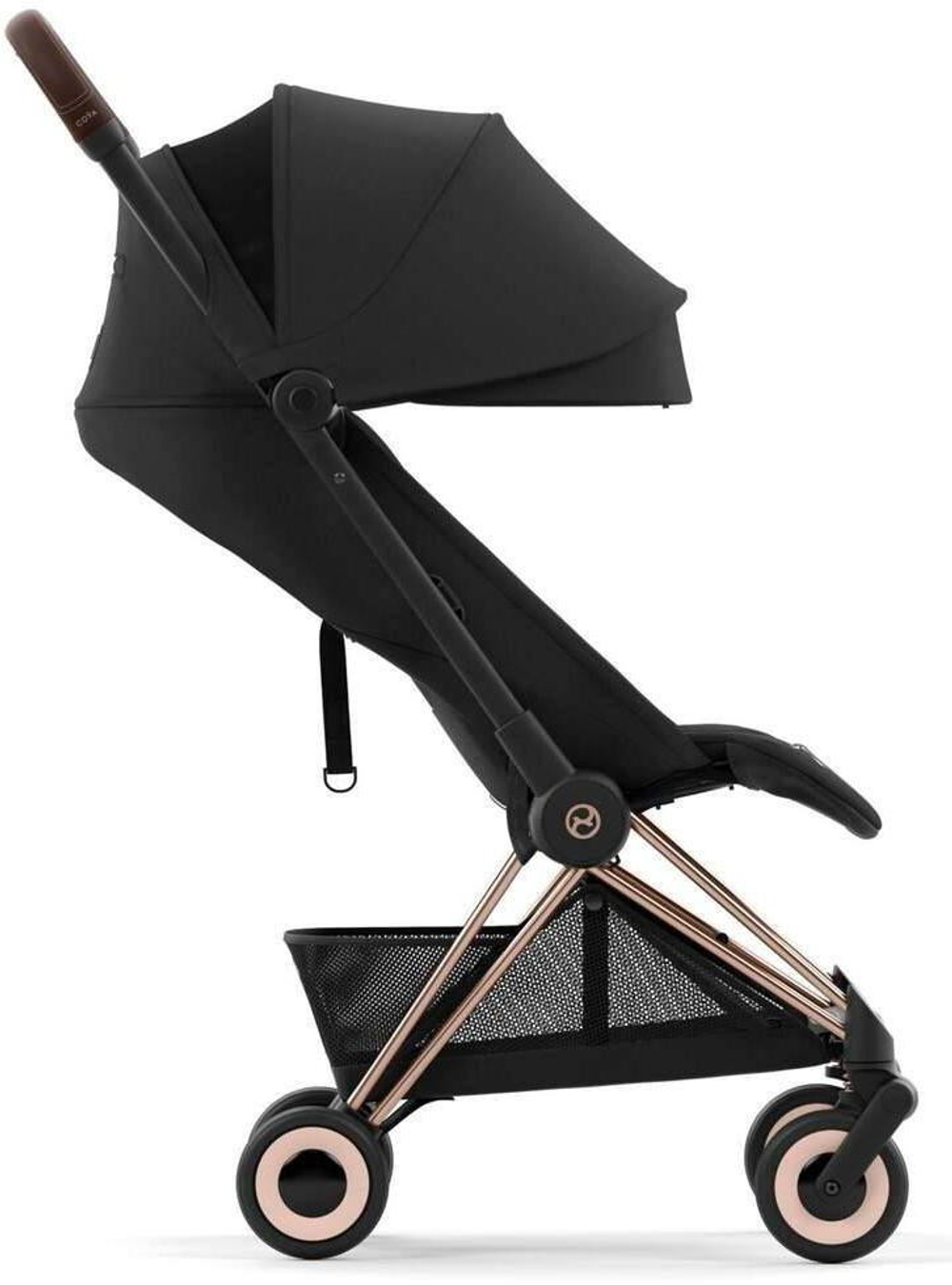 Коляска Cybex Coya Rosegold Frame Aton B2 i-Size Bay Blue Sepia Black с дождевиком и бампером