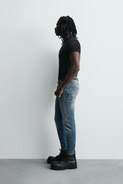 ZARA УКОРОЧЕННЫЕ ДЖИНСЫ SKINNY, ВЫЦВЕТШИЙ СИНИЙ