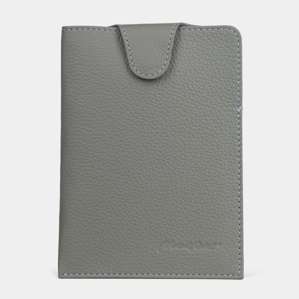 Обложка для паспорта Londre Easy из натуральной кожи теленка, стального цвета