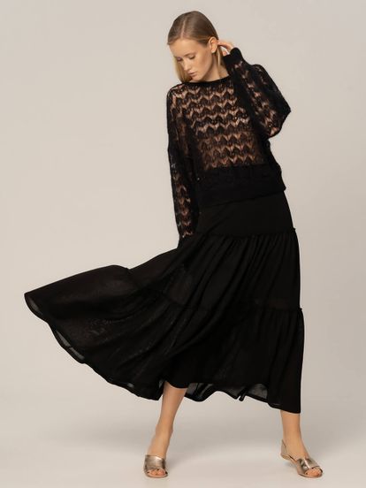 Женская юбка черного цвета из вискозы - фото 2