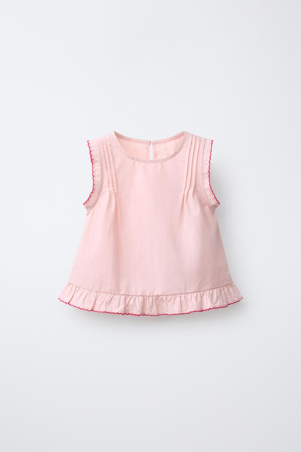 ZARA ТОП ИЗ ПОПЛИНА, РОЗОВЫЙ