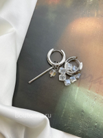 Серьги серебристые конго трансформеры с прозрачными подвесками "кубы"